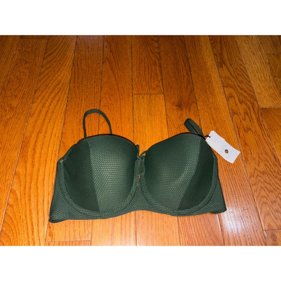 New Shade & Shore Green Swim Top Bra Padded Underwire Adjustable 36D - Picture 1 of 5